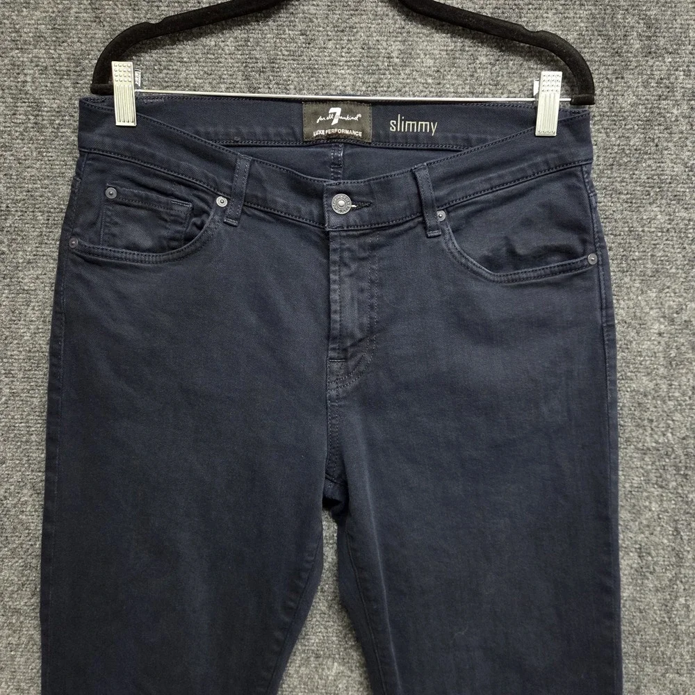 7 For All Mankind Slimmy Jeans Mens 32x29 Navy Blue Luxe Performance Denim